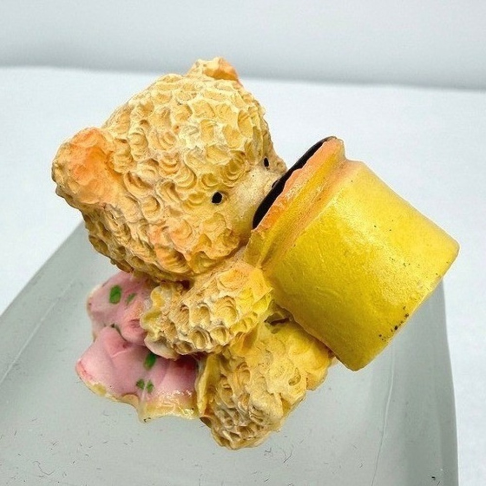 Bear Figurine Trinket Honey Pot Pink Dress Honeycomb Texture Kinck Knack 1.75"